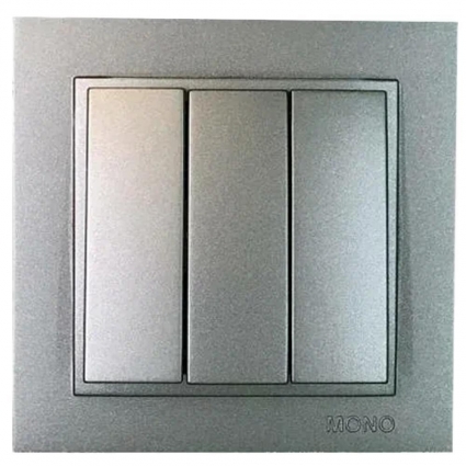 Выключатель треклавишный Mono Electric Despina IP20 10A 250V антрацит 102-242422-114 в современном стиле