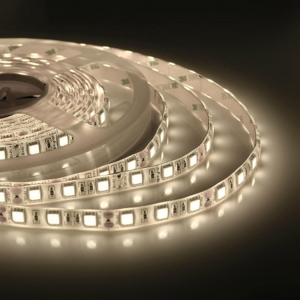 Светодиодная влагозащищенная лента Apeyron 14,4W/m 60LED/m 5050SMD теплый белый 5M 00-11, цвет белый, мощность 72 Вт