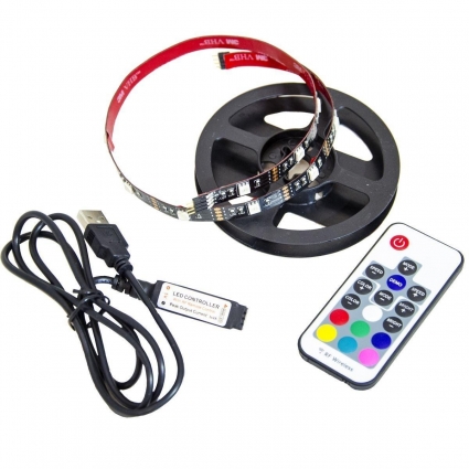 Светодиодная лента Apeyron 7,2W/m 30LED/m 5050SMD разноцветная 1M 10-69, в современном стиле, цвет черный
