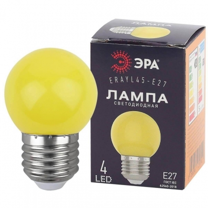 Лампа светодиодная ЭРА E27 1W 3000K желтая ERAYL45-E27 Б0049576 цвет желтый