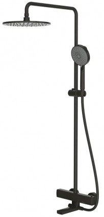 Душевая стойка Bravat Arc F699153BW-A2 с термостатическим смесителем, черный в современном стиле