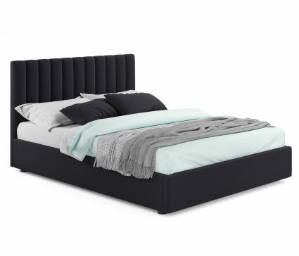Кровать MYROOM Family Olivia 160х200 с ортопедическим основанием черного цвета, с изголовьем, без ящиков