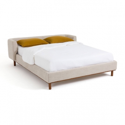 Кровать с кроватным основанием La Redoute Papoo 160x200 бежевого цвета, с изголовьем, без ящиков