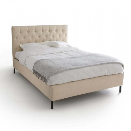 Кровать с обивкой La Redoute Nottingham 140х190 бежевого цвета, с изголовьем, без ящиков