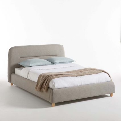 Кровать La Redoute Numa 140х190 светло-серого цвета с изголовьем, без ящиков