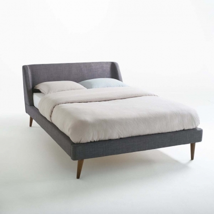 Кровать La Redoute Semeon 160х200 серого цвета с изголовьем, без ящиков
