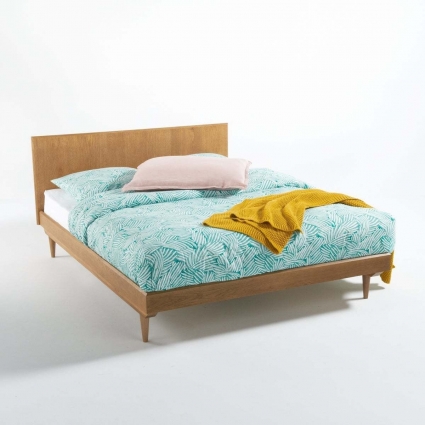 Кровать в винтажном стиле La Redoute Quilda 160х200 бежевого цвета с изголовьем, без ящиков