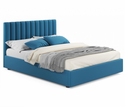 Кровать MYROOM Family Olivia 160х200 с подъемным механизмом синего цвета, с изголовьем, с ящиком для хранения