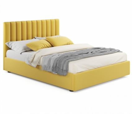 Кровать MYROOM Family Olivia 160х200 с подъемным механизмом желтого цвета, с изголовьем, с ящиком для хранения