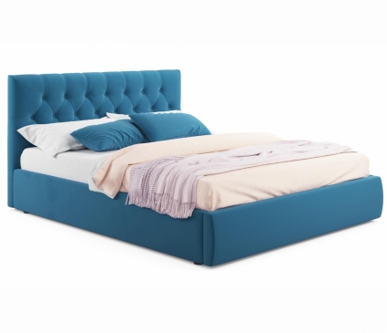 Кровать MYROOM Family Verona 140х200 с подъемным механизмом синего цвета, с изголовьем, с ящиком для хранения