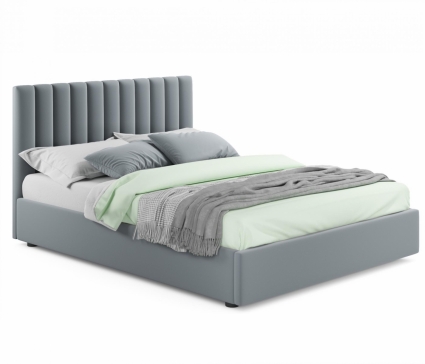 Кровать MYROOM Family Olivia 160х200 с ортопедическим основанием серого цвета, с изголовьем, без ящиков