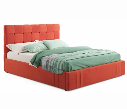 Кровать LASKA Family Tiffany 160х200 с подъемным механизмом оранжевого цвета, с изголовьем, с ящиком для хранения
