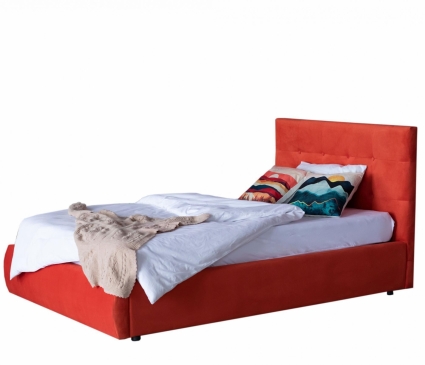 Кровать LASKA Family Selesta 120х200 с подъемным механизмом и матрасом оранжевого цвета, с изголовьем, с ящиком для хранения