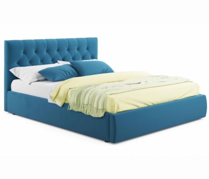 Кровать MYROOM Family Verona 140х200 с ортопедическим основанием синего цвета, с изголовьем, без ящиков