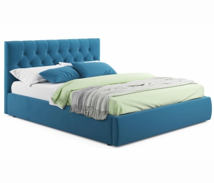 Кровать MYROOM Family Verona 180х200 с ортопедическим основанием синего цвета, с изголовьем, без ящиков