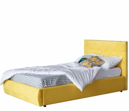 Кровать LASKA Family Selesta 120х200 с подъемным механизмом и матрасом желтого цвета, с изголовьем, с ящиком для хранения