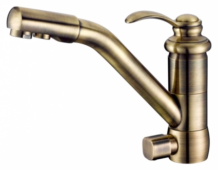 Смеситель Zorg Clean Water ZR 400 KF-47-BR для кухонной мойки однорычажный, бронза