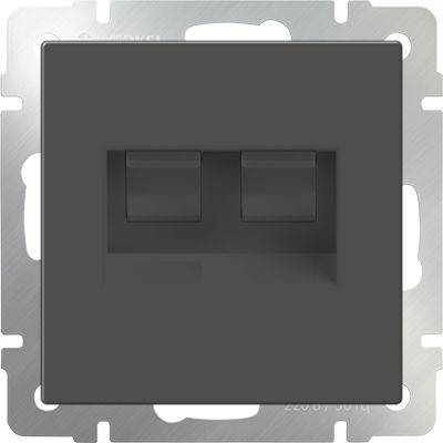 Werkel Розетка телефонная RJ-11 и Ethernet RJ-45 серо-коричневая WL07-RJ11+RJ45 4690389054105 цвет серый