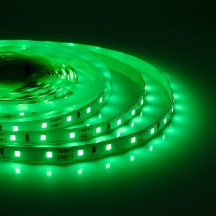 Светодиодная лента Apeyron 4,8W/m 60LED/m 2835SMD зеленый 5M 00-434, цвет белый, мощность 24 Вт