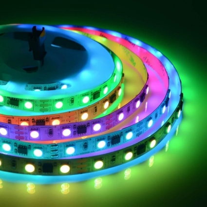 Светодиодная лента Apeyron 14,4W/m 60Led/m 5050SMD разноцветная 2M 80ЦЛ, цвет белый, мощность 288 Вт