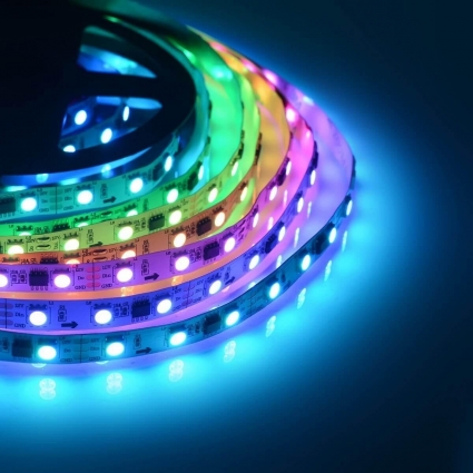 Светодиодная лента Apeyron 14,4W/m 60Led/m 5050SMD разноцветная 5M 82ЦЛ, цвет белый, мощность 72 Вт