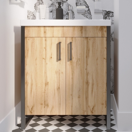 Тумба для комплекта 1MarKa Grunge Loft 70Н дуб Вотан с дверками, матовая