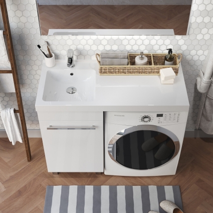 Тумба с раковиной 1MarKa Wash 110, с дверками, с доводчиками, ручки хром
