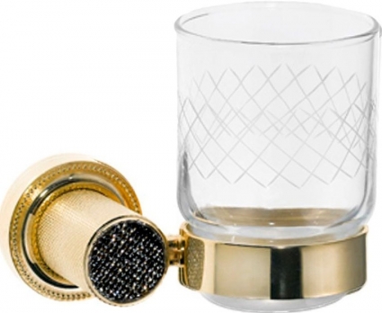 Стакан Boheme Royal Cristal Black Gold 10924-G-B настенный, золото в современном стиле