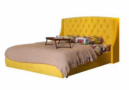 Кровать LASKA Family Stefani 180х200 с подъемным механизмом и матрасом желтого цвета, с изголовьем, с ящиком для хранения
