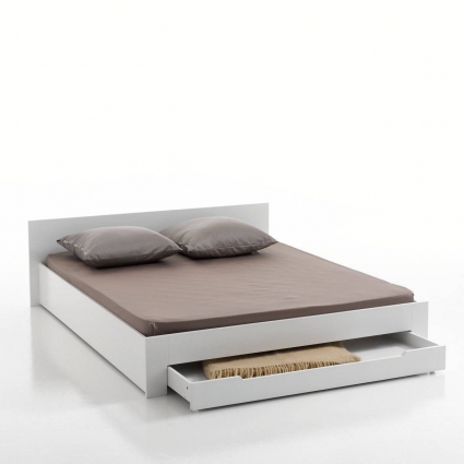Кровать с кроватным основанием и ящиком La Redoute Crawley 160x200 белого цвета, с изголовьем