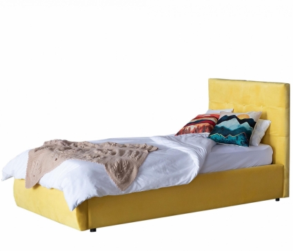 Кровать LASKA Family Selesta 90х200 с матрасом желтого цвета, с изголовьем, без ящиков