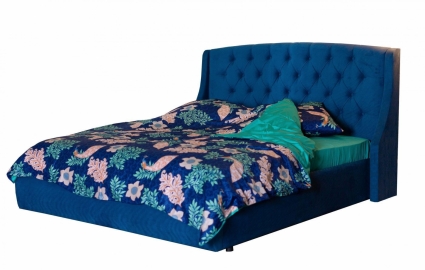 Кровать LASKA Family Stefani 180х200 с подъемным механизмом и матрасом синего цвета, с изголовьем, с ящиком для хранения