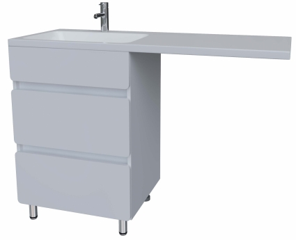 Тумба с раковиной Stella Polar Корделия 50 см, напольная, 2 ящика, белая, левая в современном стиле