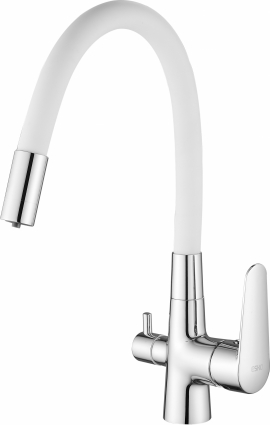 Смеситель для кухни ESKO Coral CL 03 W хром, белый, однорычажный