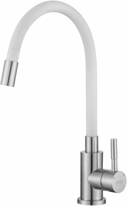 Смеситель для кухни ESKO Snake K44 W хром, белый, однорычажный, длина излива 23 см