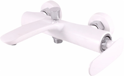 Смеситель для ванны с душем Rav Slezak Tigris TG154.5BC белый, однорычажный, длина излива 18.8 см