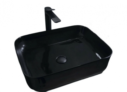 Накладная раковина Gid BL1304 50х39 черная прямоугольная, цвет черный