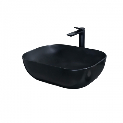 Накладная раковина Gid Bm1302 50х40 черная, матовая, прямоугольная, цвет черный