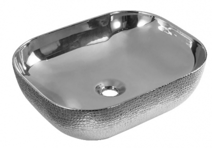 Накладная раковина Gid D1302h009 50х40 хром прямоугольная,  в современном стиле