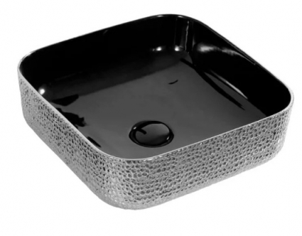 Накладная раковина Gid D1303h020 38.5х38.5 черная, хром, квадратная