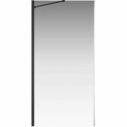 Боковая перегородка Creto Tenta 123-SP-800-C-B-8 стекло прозрачное EASY CLEAN, профиль черный, 80х200 см, с покрытием анти-капля