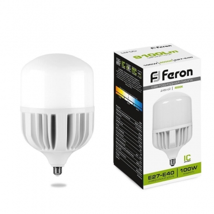 Лампа светодиодная Feron E27-E40 100W 4000K матовая LB-65 38219 цвет белый, мощность 50 Вт