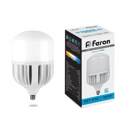 Лампа светодиодная Feron E27-E40 120W 6400K матовая LB-65 38197 цвет белый, мощность 50 Вт