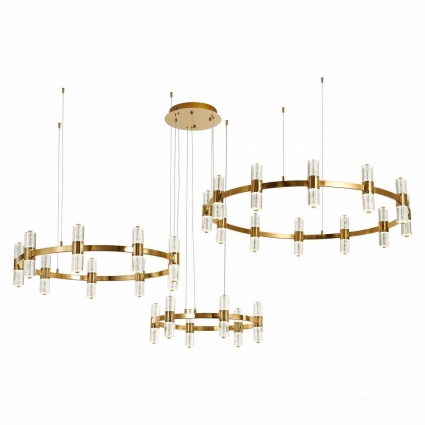 Подвесная светодиодная люстра ST Luce Gemina SL6007.203.54 в стиле модерн, цвет латунь