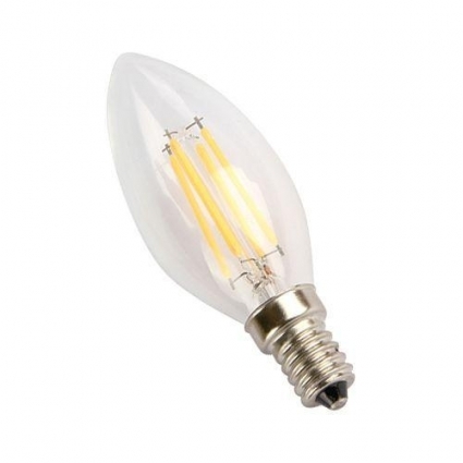 Лампа светодиодная филаментная Elvan E14 5W 4000K прозрачная E14-5W-6000K-CL-candle цвет прозрачный