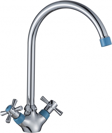 Смеситель для кухни Decoroom SO51 SO51028-Blue двухвентильный, высота излива 22.4 см