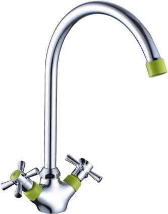 Смеситель для кухни Decoroom SO51 SO51028-Green двухвентильный, высота излива 22.4 см