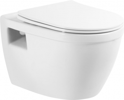 Унитаз подвесной BelBagno Loto BB070CHR/SC безободковый белый, овальный, 36.6x52.4 см