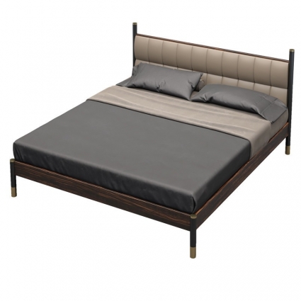 Кровать MOD INTERIORS Benissa 160х200 бежево-коричневого цвета с изголовьем, без ящиков