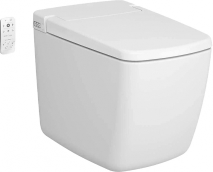 Унитаз приставной VitrA V-Care Prime 7232B403-6217 безободковый, с биде и микролифтом, белый, прямоугольный, 39x62 см